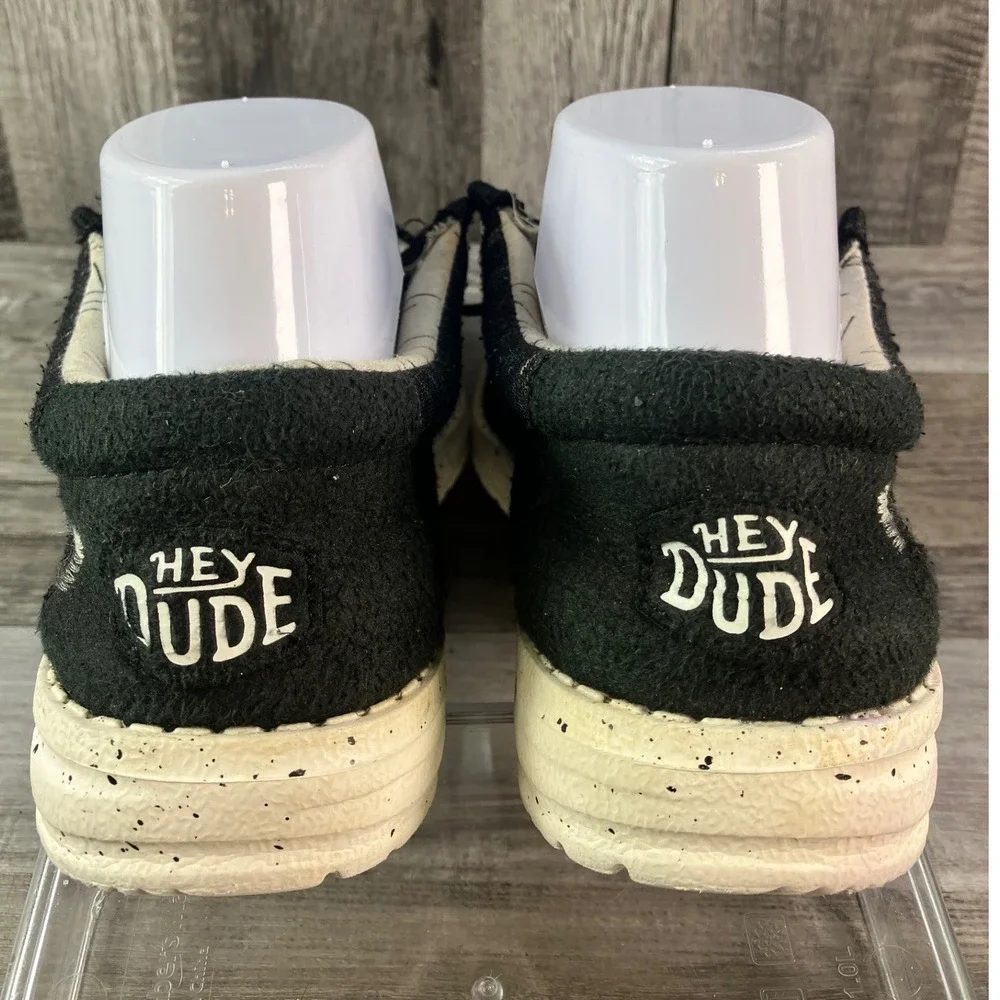 Hey Dude Wally Youth Stretch Black Marled Slip On Loafers Shoes Size 4Y